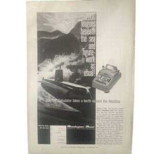 Vintage 1959 Remington Rand Calculator Aboard Nautilis Ad Advertisement